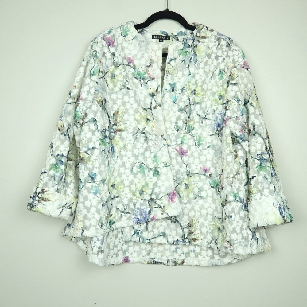BOHO CHIC Made in New York Artisan Floral Lace Blazer, Sz Medium
